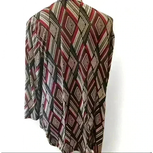 Ruby Rd Women's Geometric Long Sleeve Front Knot Blouse Size L Multicolor - Picture 4 of 5